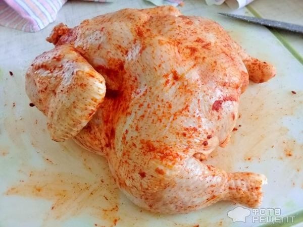 Рецепт: Курица фаршированная перловкой - В рукаве