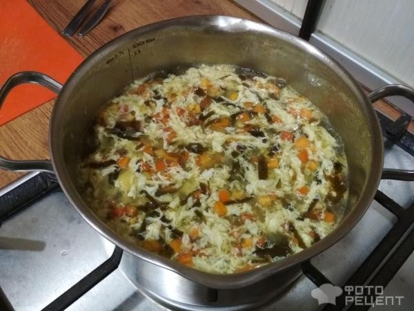 Рецепт: Суп из морской капусты - "кудрявый супчик"