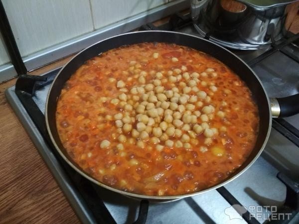 Рецепт: Нут в томатном соусе - с овощами