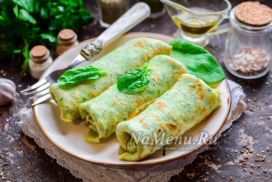 Блины со шпинатом и сыром