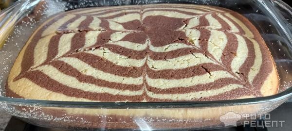 Рецепт: Пирог манник-зебра на кефире - с какао