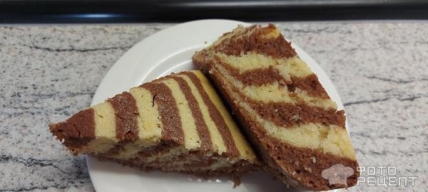 Рецепт: Пирог манник-зебра на кефире - с какао