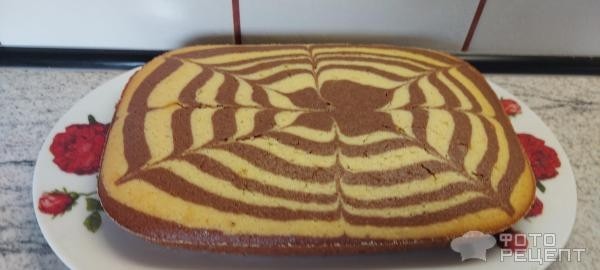 Рецепт: Пирог манник-зебра на кефире - с какао