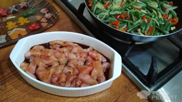 Рецепт: Куриное филе со стручковой фасолью - и другими овощами, вкусно, быстро,