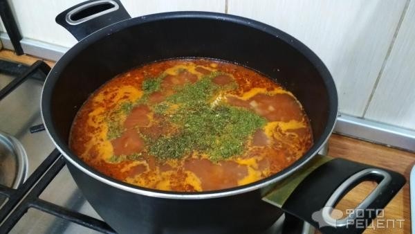 Рецепт: Харчо - с говядиной, курицей и помидорами в собственном соку