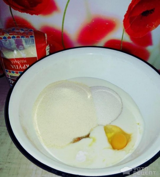 Рецепт: Манник на кефире без муки - Манник из "Смака". Очень вкусный, быстрый, нежный.