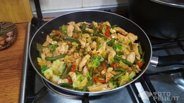 Рецепт: Куриное филе со стручковой фасолью - и другими овощами, вкусно, быстро,