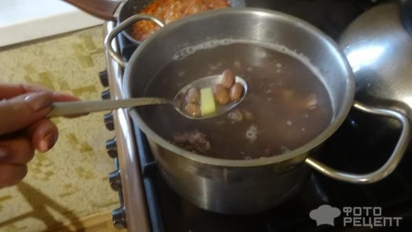 Рецепт: Фасолевый суп с крольчатиной - Кролики ,это не только...это и очень вкусный бульон.